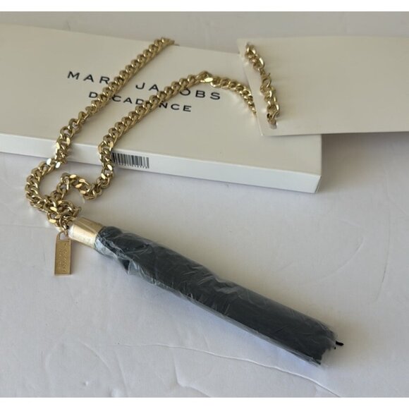 Marc Jacobs DECADENCE LARGE Necklace Gold Tone Chain Tassel black in box GWP - Picture 9 of 12